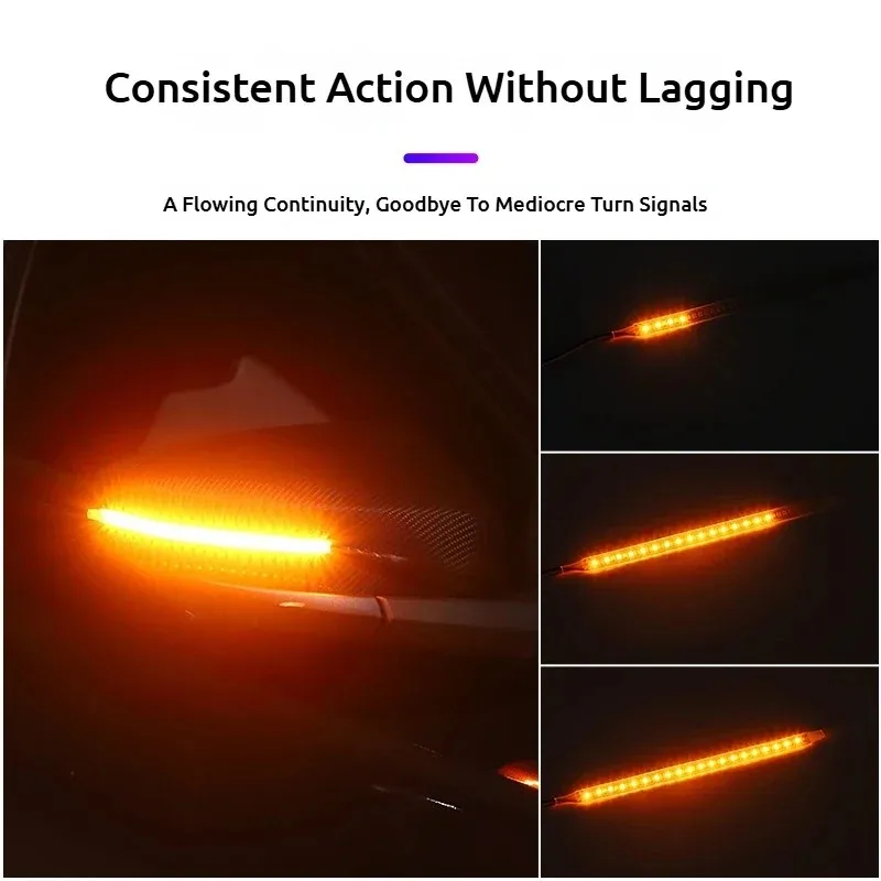 2PCS Specchietto retrovisore per auto Indicatore di direzione flessibile LED che scorre Luce di striscia 12V Ambra Bianco Indicatore di direzione DRL Lampada di guida dinamica