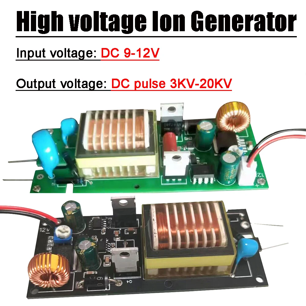 Inversor de Alta Tensão para Purificador de ar Gerador de Íon Potência Ajustável Pulso Descarga do Arco Inflamado dc 9v12v a 3kv20kv