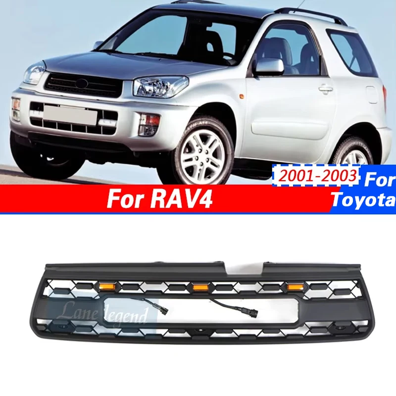 Auto Parts Grill With Led Lights For Toyota RAV4 2001-2003 Front Bumper Grille Accessories Tools Medium net