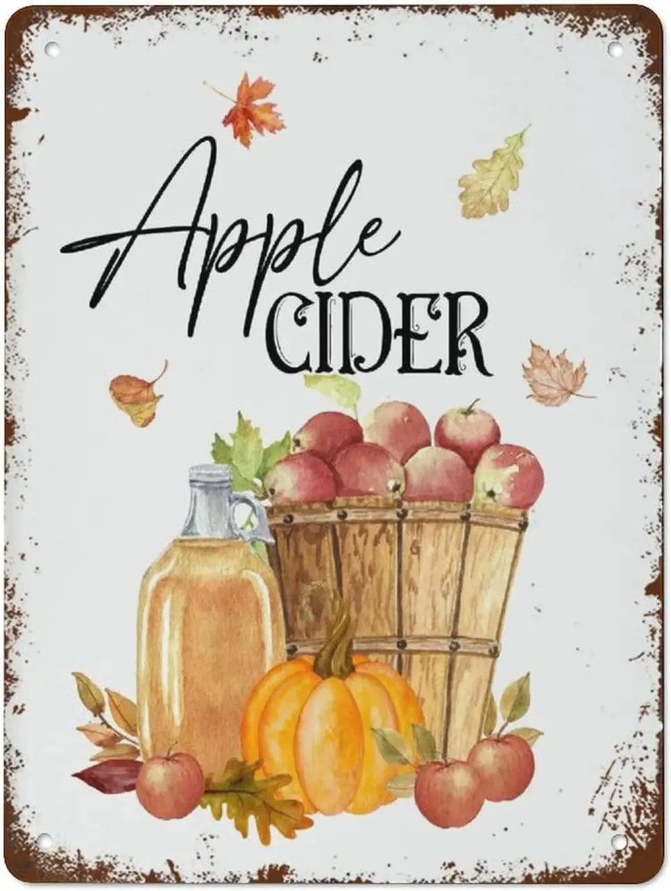 Y1,Apples Cider Fall Thanksgiving Sign Wall Art Metal Signs Tin Vintage Decor Retro Funny Deco