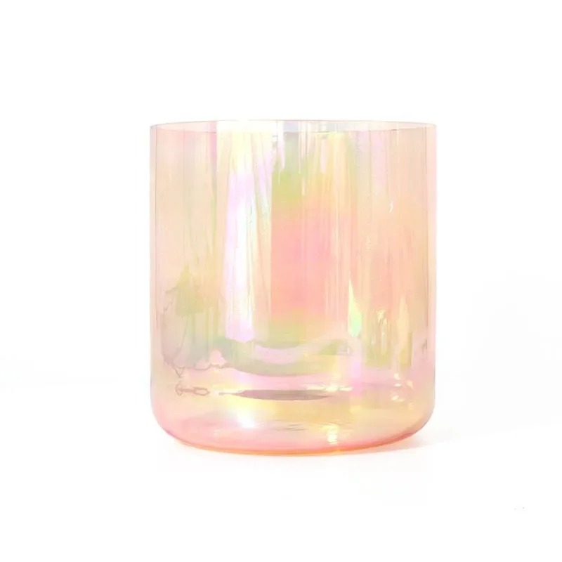 Orange Gradient Crystal Singing Bowl Transparent Quartz Bowls Meditation Yoga Stress Relief Sound Bowl Percussion Instrument