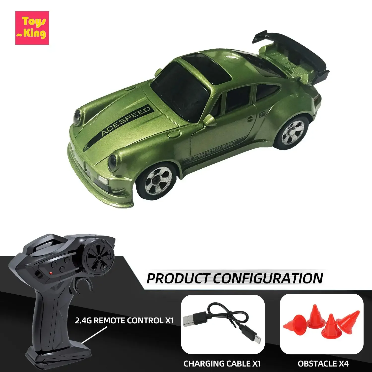 

1/64 2.4G Remote Control High Speed Drift Car LED Lights 4CH Drive Mini Racing Desktop Vehicle Kids Toys Boys Birthday Gifts