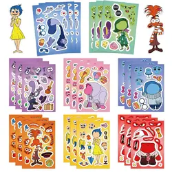 8/16Sheets Disney Inside Out Fantasy Animated Puzzle Stickers DIY Phone Laptop Luggage Skateboard Graffiti Decals Fun for Gift