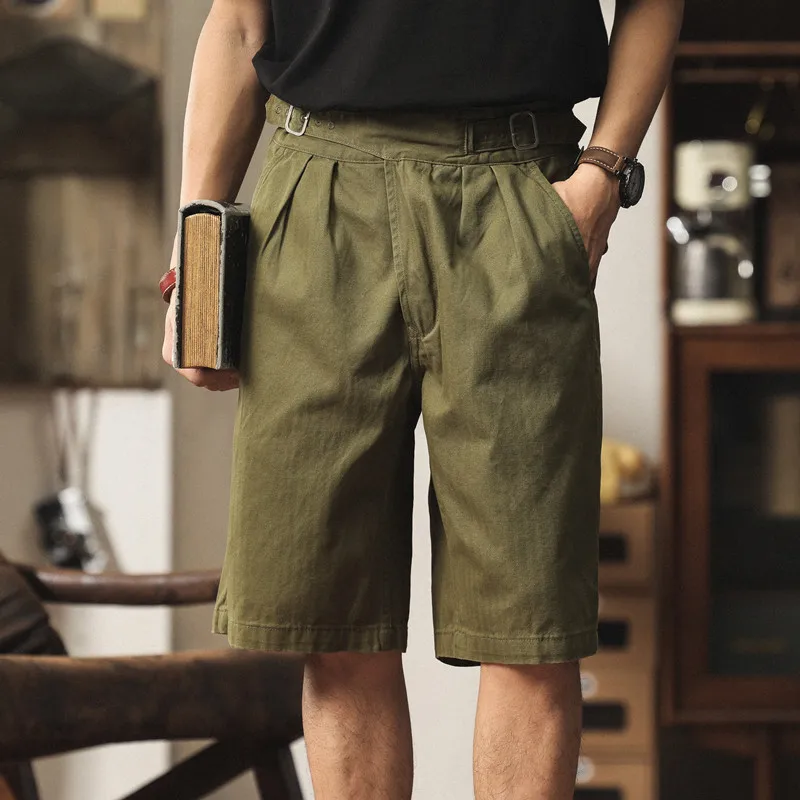 

Qingtian спецодежда Gurga летние шорты мужские с высокой талией американские ретро Kulka Naples повседневные шорты брюки