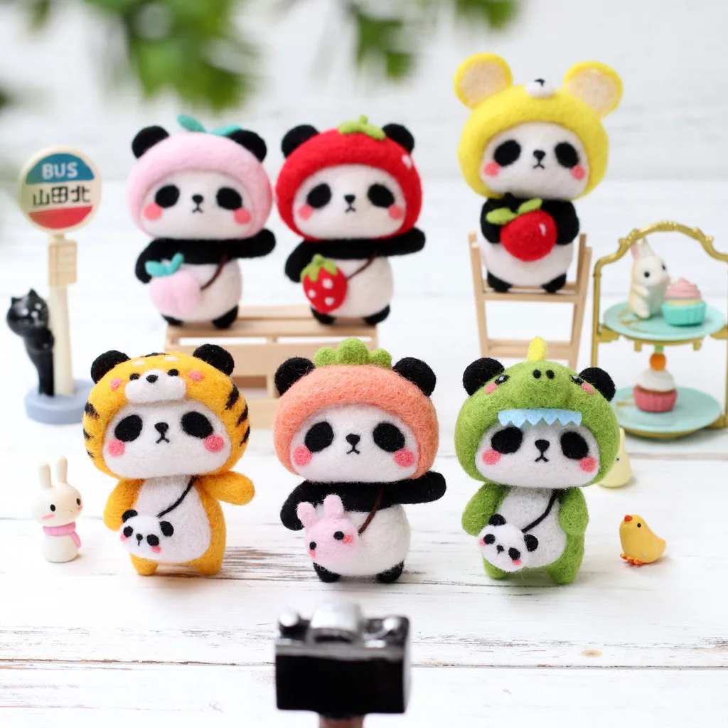 

Needle Felting Wool Kit Panda Baby Series Poke DIY Material Package English Manual Needle Felting Craft Kits for Adults