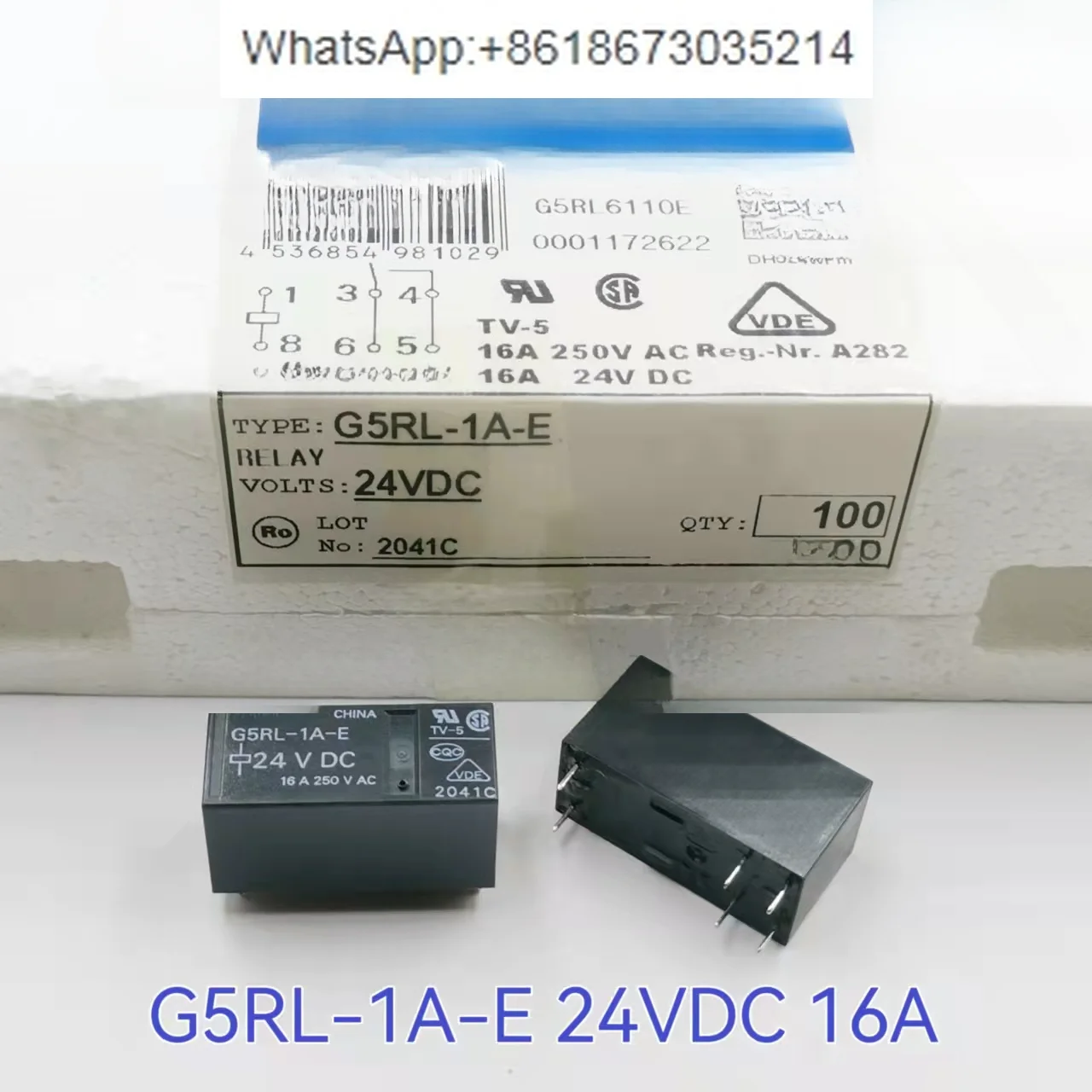 10 PCS   G5RL-1A-E-24VDC relay DC24V 6 pin 16A normally open