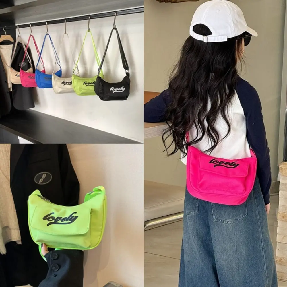 

Casual Children's Letter Sport Bag Boys Girls Lightweight Cross Body Bag Korean Multicolor Travel Bag Gifts