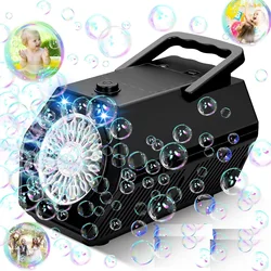 Bubble Machine Upgrade Bubble Blower, 50000+ Bubbles Per Minute Automatic Bubble Maker Operated by Plugin or Batteries Portable