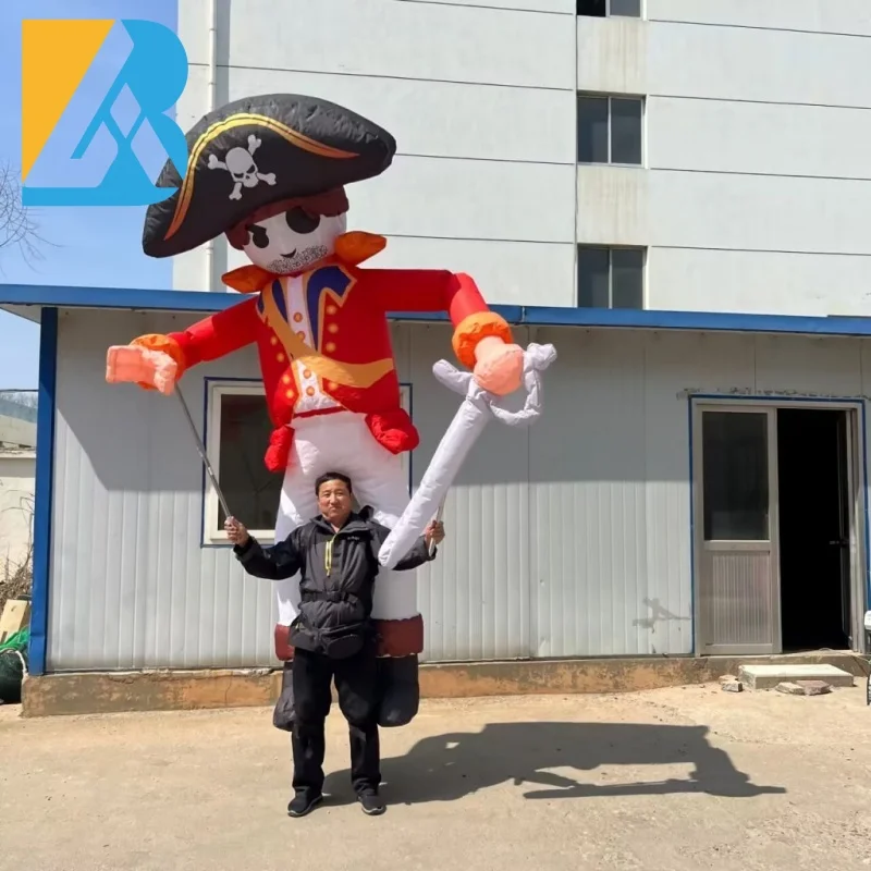 Inflatables Factory Giant Air Blown Pirate Puppet Costume with Sticks for Carnival Theme Parade Toys