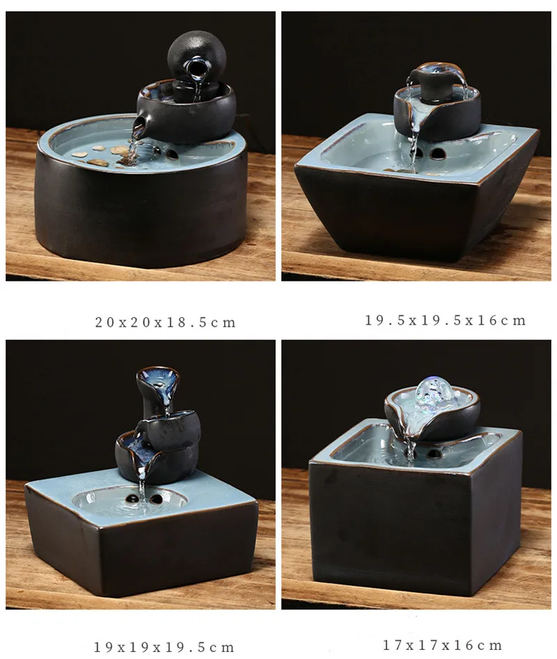 Drinker for Cats Ceramics Pet Water Fountain Home Desktop Waterfall Landscape Cat water dispenser Electronics Cat Accessories