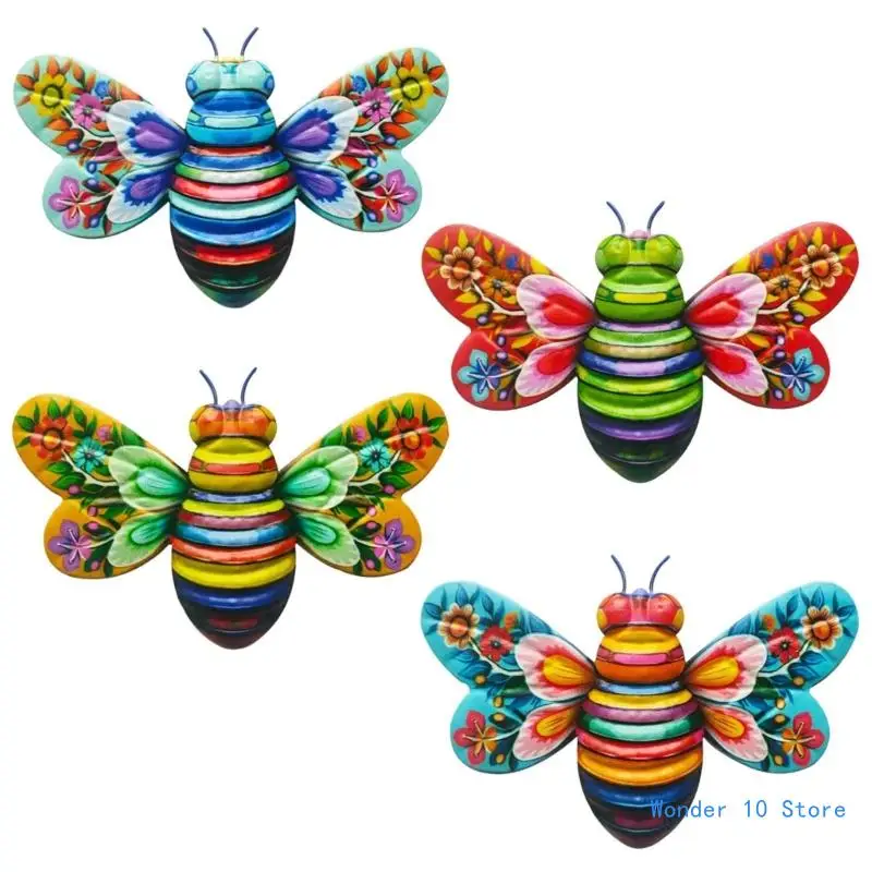 

4pcs Artistic Iron Bees Sculpture Home Decor Addition with Attention to Detail