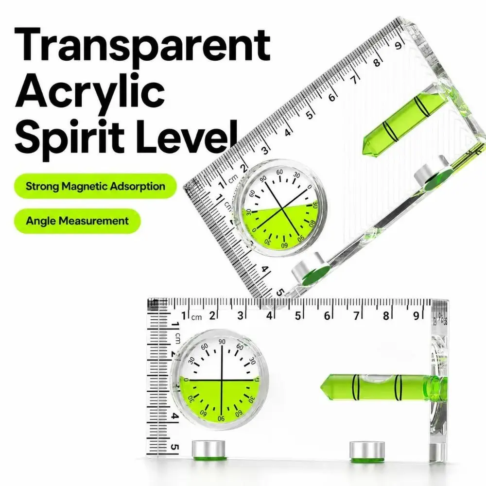 1PC Acrylic Mini Level Ruler Magnetic Horizontal Vertical Spirit Level High Precision Transparent Angle Measuring Tool view 4