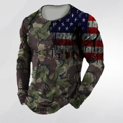 Men's Top Long Sleeve T-shirt 3D Printed Camo Pattern Casual Loose Pullover Top Plus Size