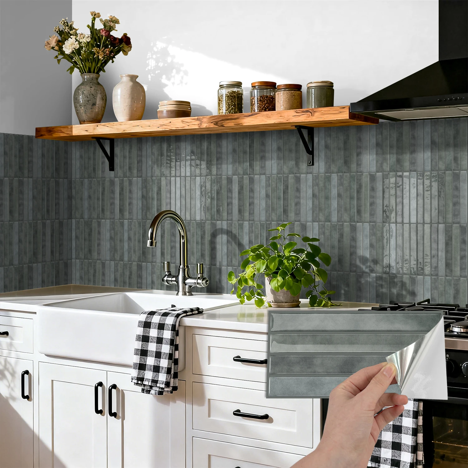 

3D gel vinyl gray self-adhesive paper 4.72x9.68 "waterproof peeling paste kitchen splash proof bathroom decorative tile