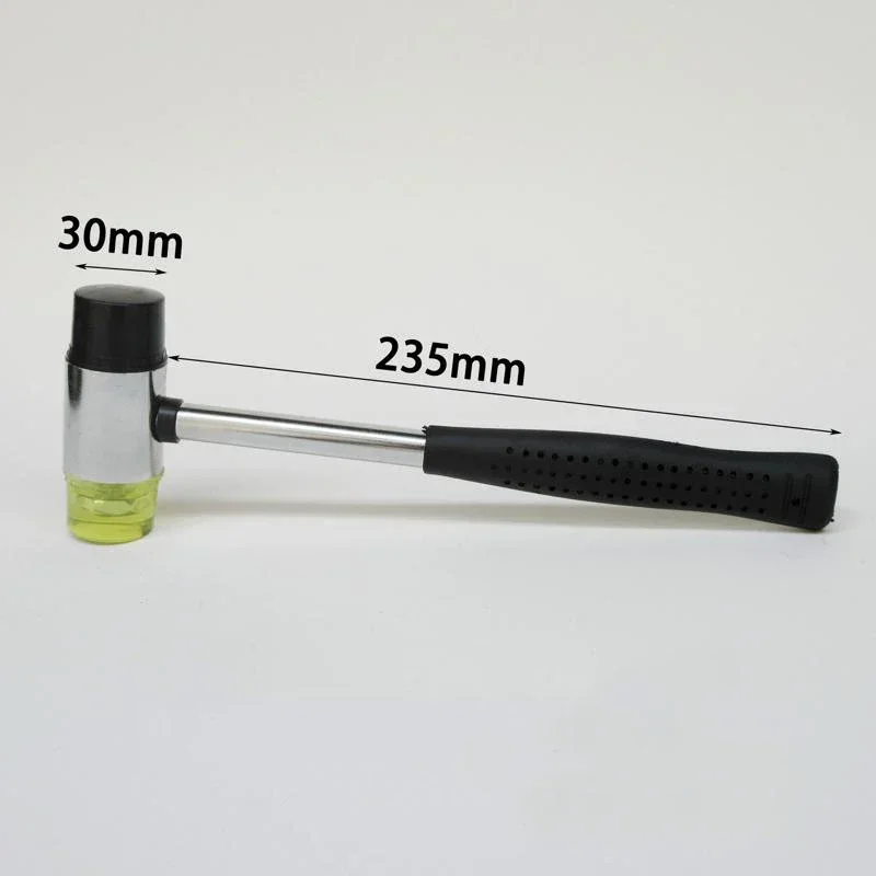 1 Pcs 30 MM Double Face Soft Tap Steel Pipe Handle Rubber Installation Hammer Interchangeable Head Nylon Leather Furniture