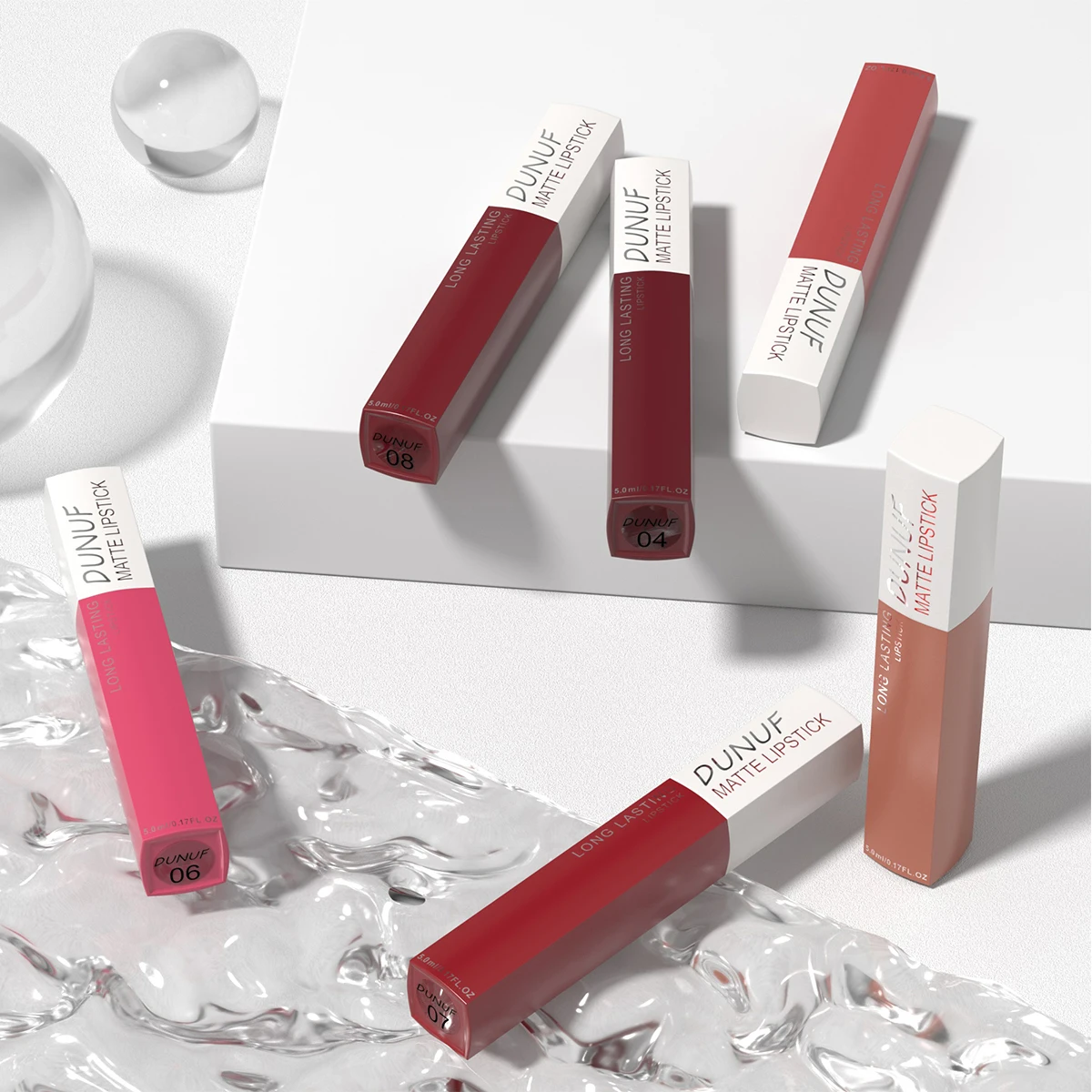 ลิปกลอสติดทนนาน 1 ชิ้น: ลิปสติกเนื้อแมท ไม่ติดแก้ว กันน้ำ สีนู้ด สีแดงเข้ม สีม่วงอ่อน ของขวัญคริสต์มาสและวันวาเลนไทน์