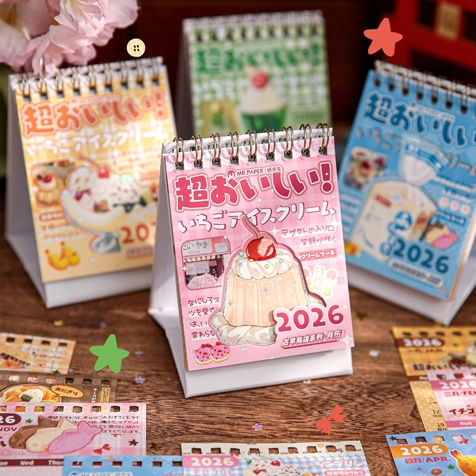 

Винтажный японский стиль 2026, ежемесячный календарь, офисное украшение для рабочего стола, доска для заметок с ежедневной проверкой в функции, канцелярские принадлежности в стиле ретро