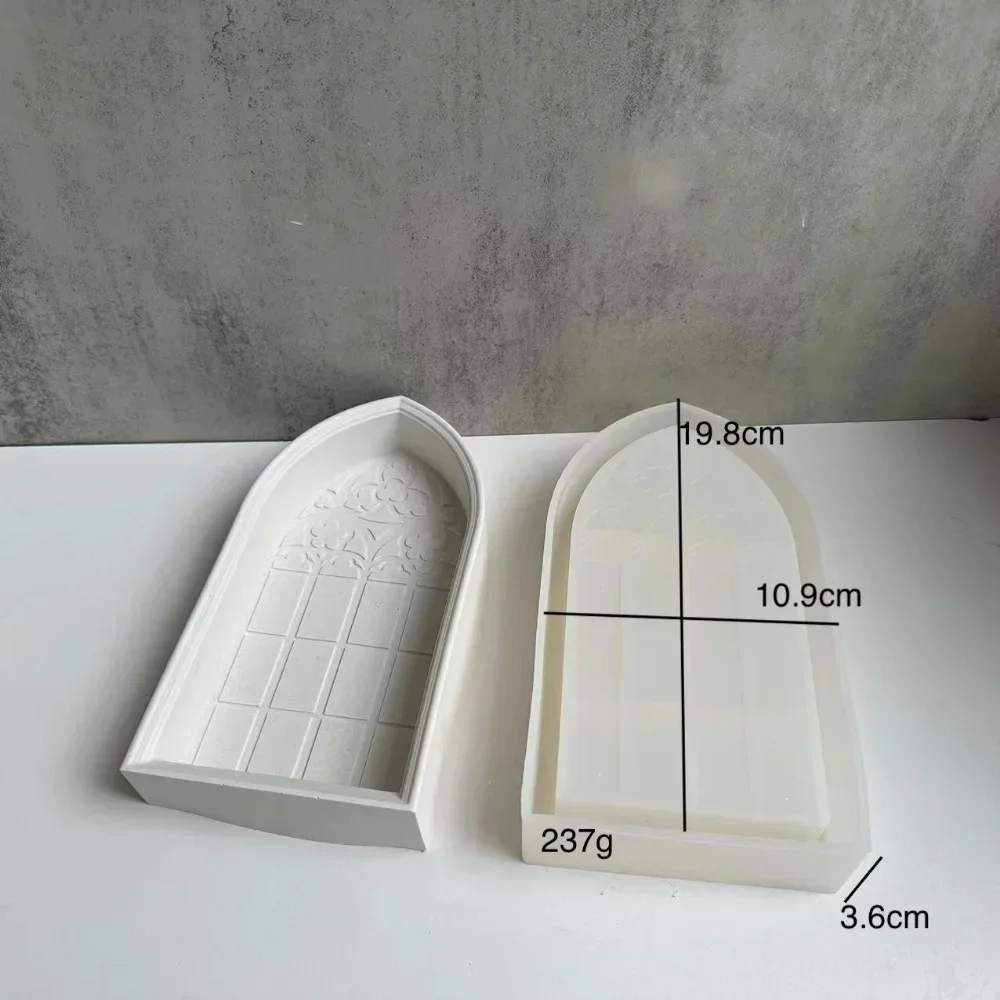 Church Window Plaster Silicone Molds DIY Handicrafts Making Church Shaped Storage Box Display Holder Tray Mold Home Decor