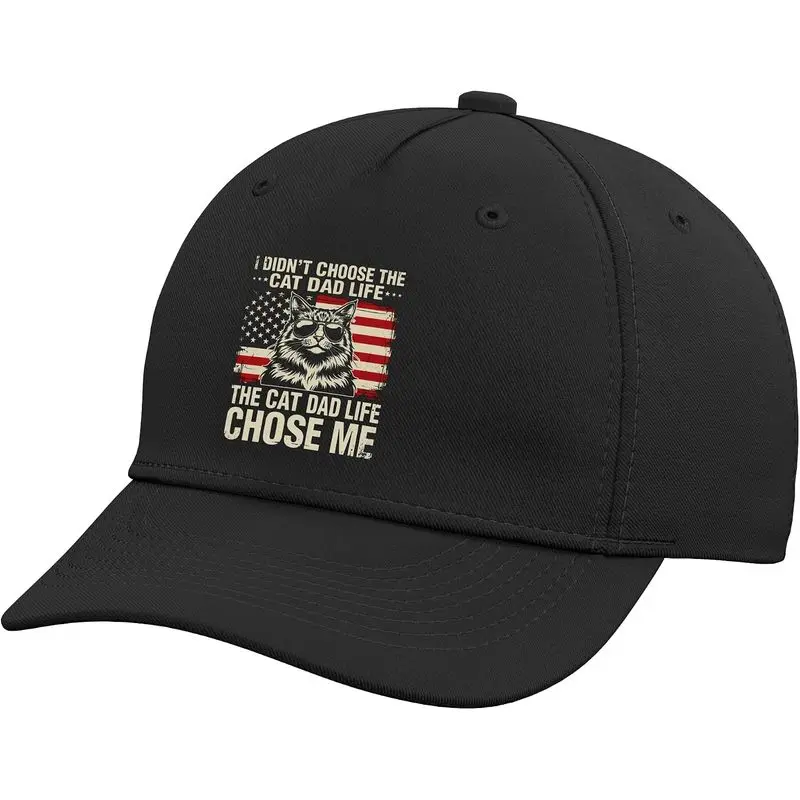 I Didnt Choose The Cat Dad Life American Flag Adjustable Baseball Hat