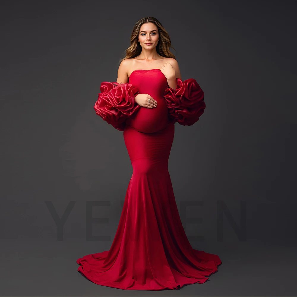 ชุดถ่ายภาพและชุดคลุมท้อง ชุดคลุมท้องลายดอกไม้ ชุดคลุมท้องยืดสำหรับถ่ายภาพ ชุดเดรสอาบน้ำเด็กสำหรับหญิงตั้งครรภ์