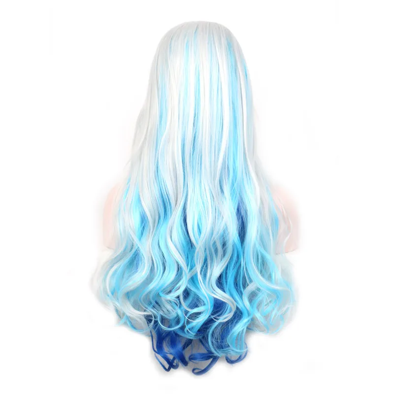 White high-temperature silk  cover women's long curly hair bangs waves wig head cover inner mesh