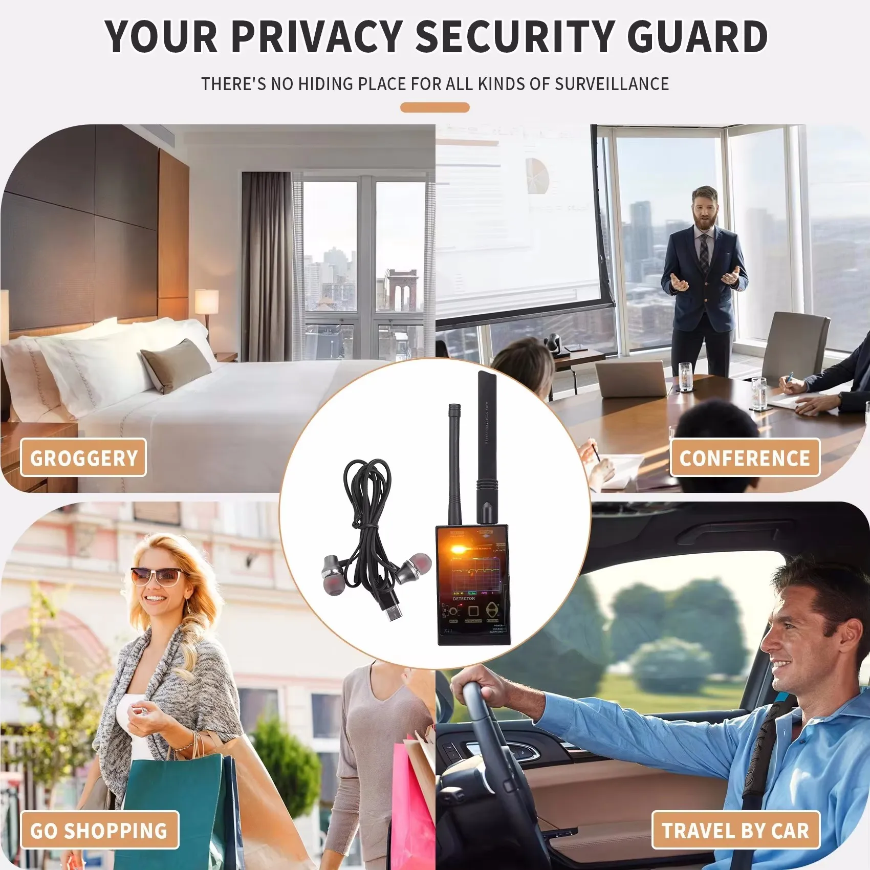 Professional Anti Eavesdropping Device RF Detector for Hidden Camera GPS Tracker Wireless Bug Finding Privacy Guard