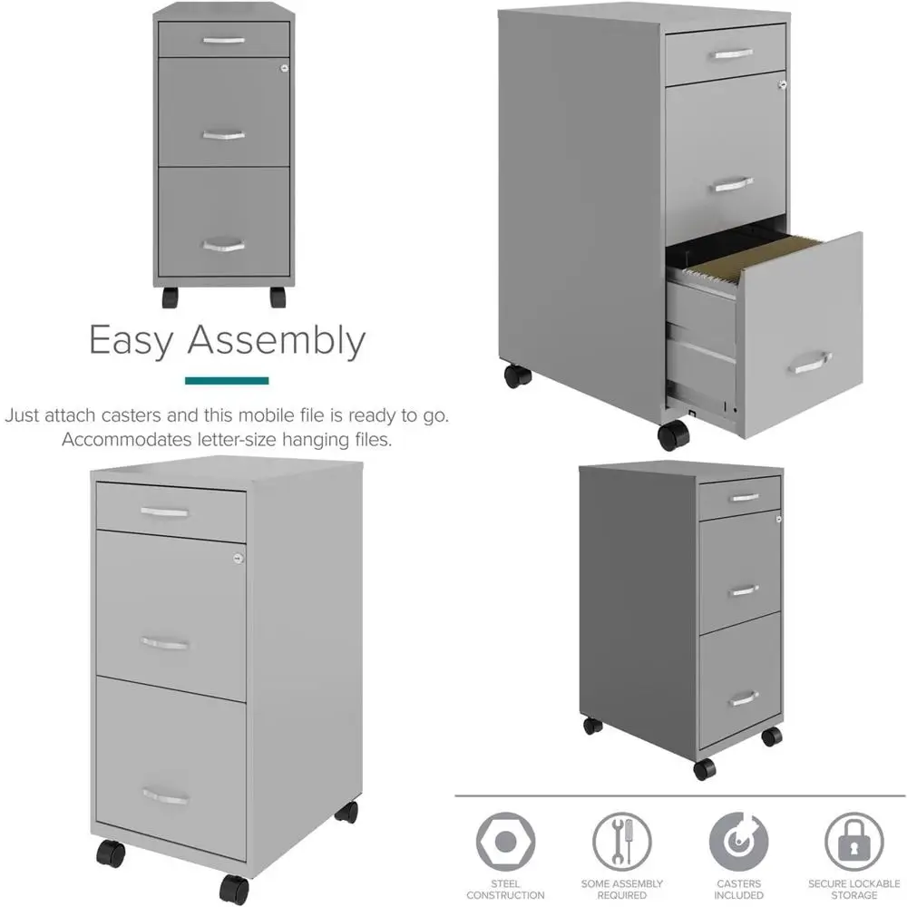 

Металлический шкаф для документов формата Legal/Letter с замком, предварительно собранный, передвижной, для дома или офиса