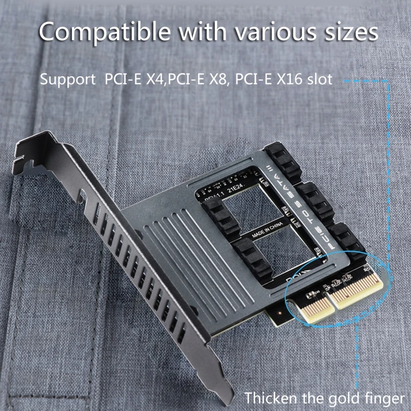 

PCIe Card 5 Port 6Gbps PCIe Expansion Card Support 5 Devices Adapter Converter For Desktop PC