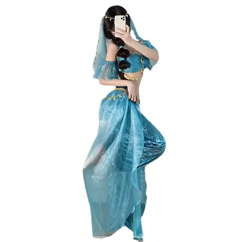 Festival Arabian Princess Costumes Indian Dance Embroider Bollywood Jasmine Costume Party Cosplay Jasmine Princess Fancy Outfit