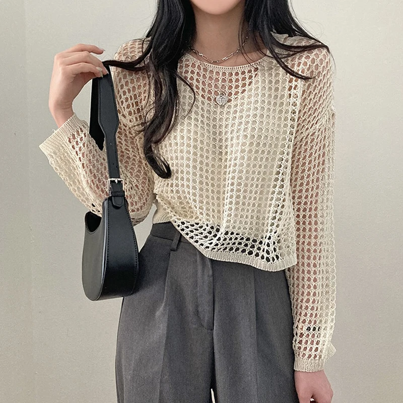 Top de tubo de punto Retro con cuello en V + cuello redondo, conjunto de dos piezas hoado de manga larga, ropa informal de ...