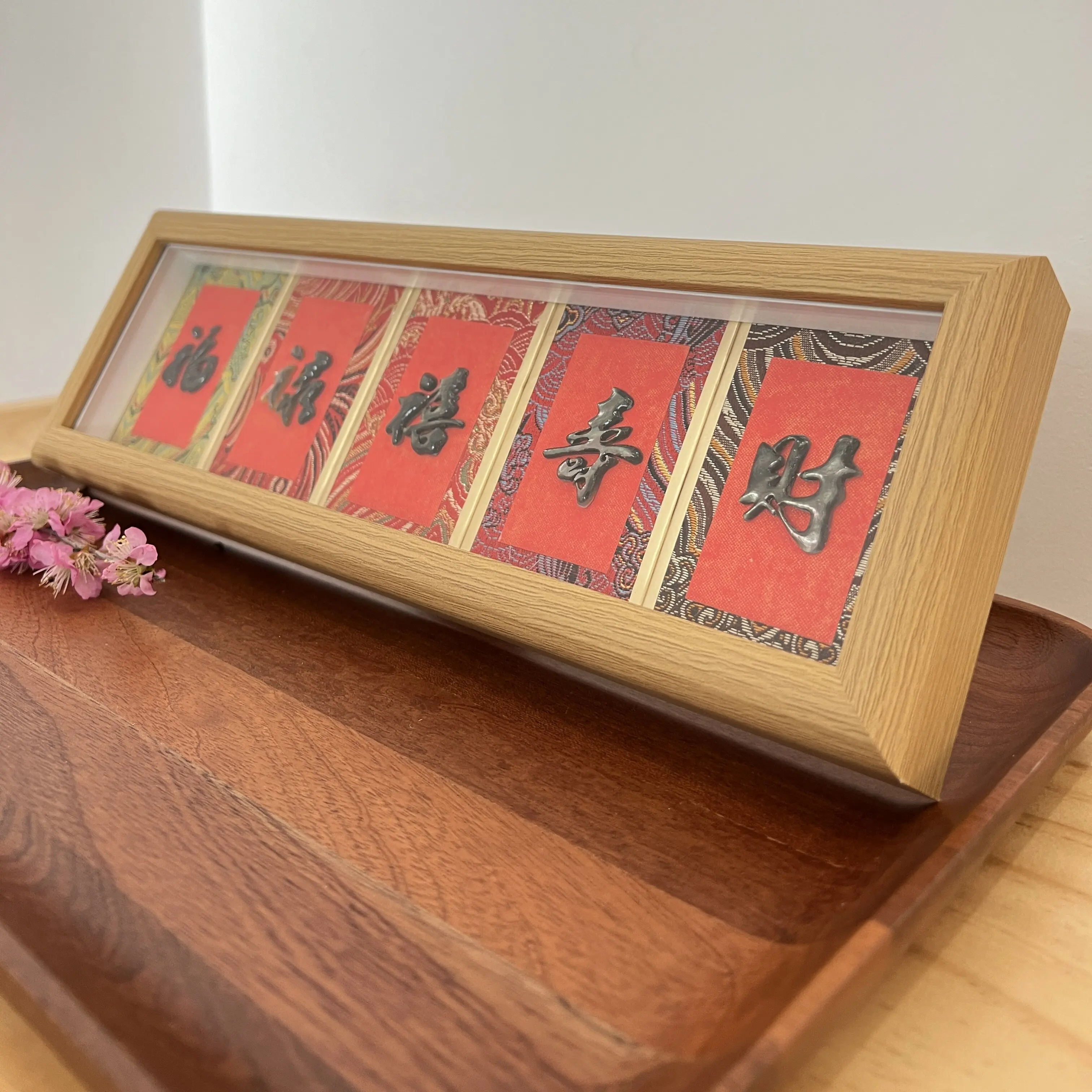 Shell Carving Calligraphy Ornament Small Decor Fortune Creative Photo Frame Shell Frame Chinese Traditional Mother of Pearl Gift