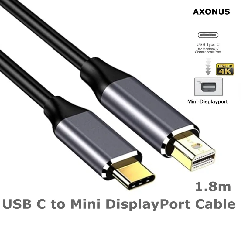 USB C to Mini DisplayPort, 6Ft 4K@60Hz Thunderbolt 3 to Mini Displayport Cable Compatible