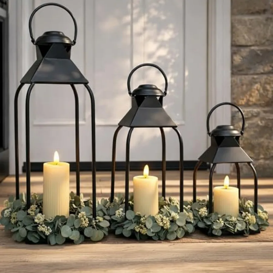 

Decorative Metal Lanterns Indoor Outdoor, Candle Holder for Porch, Patio, Fireplace, Floor, Wedding, Christmas, Fall, Holiday,