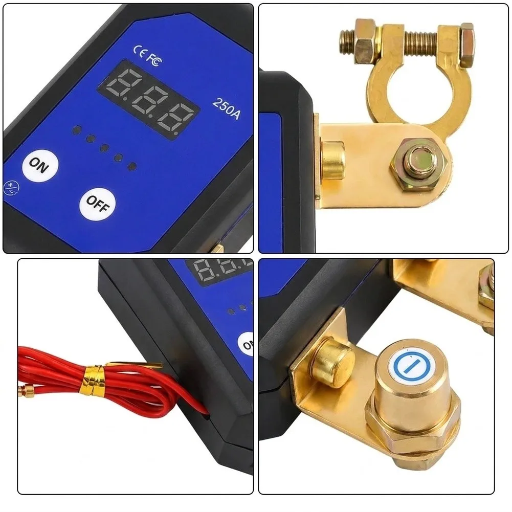 Remote-Controlled 250A Battery Disconnect Switch for 12V 24V Vehicle Systems with Overvoltage and Undervoltage Safety
