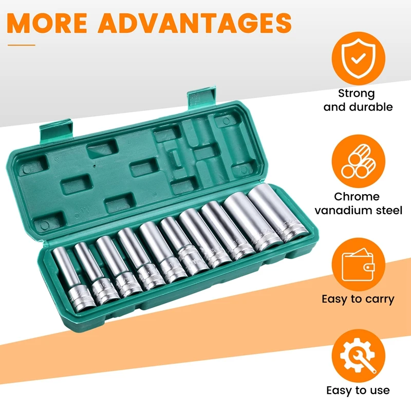 A19F-6-Point Impact Socket Set Impact Socket Set Socket Wrench Tool Outer Hexagonal Sleeve Set Socket Wrench
