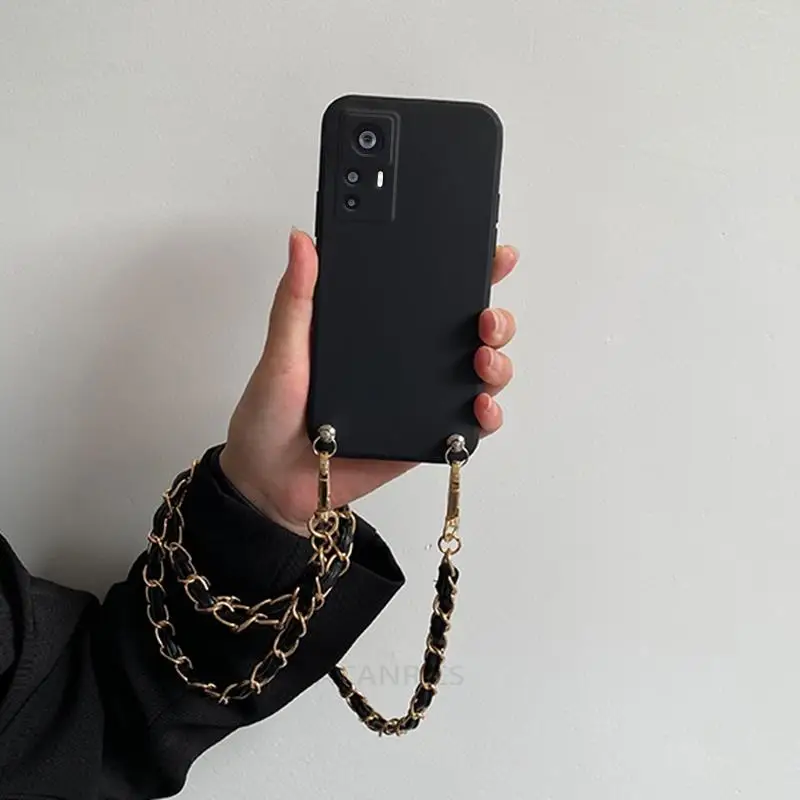 Crossbody Lanyard Liquid Silicone Case For Xiaomi Mi 12t 11t 10t Pro 13 12 11 Lite 4g 5g Ne 12s 10 11lite Metal Chain Cord Cover