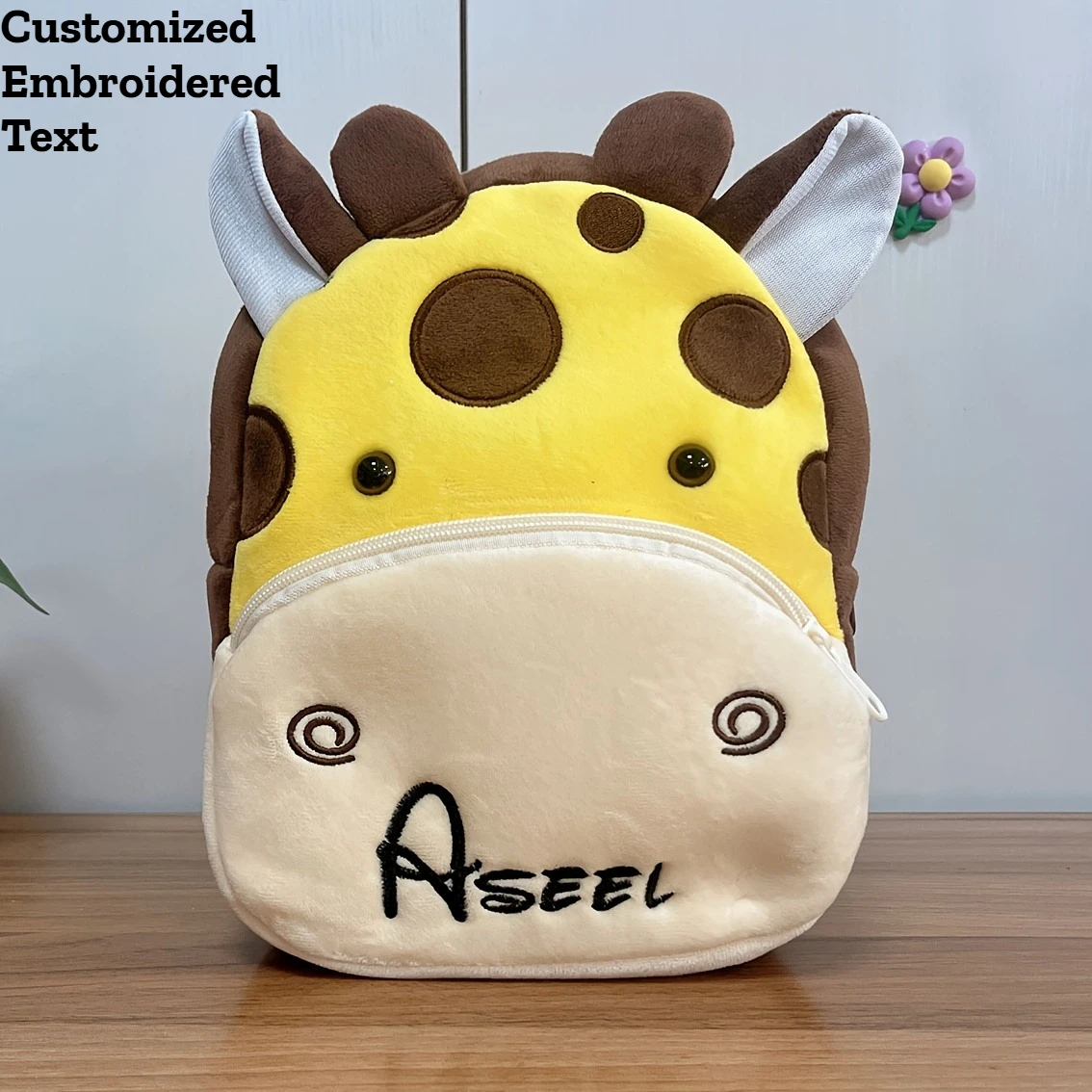 Personalized Name 3D Animal Plush Backpack Cute Giraffe Koala Cat Toddler Kindergarten School Bag for Kids Children Gift Bag