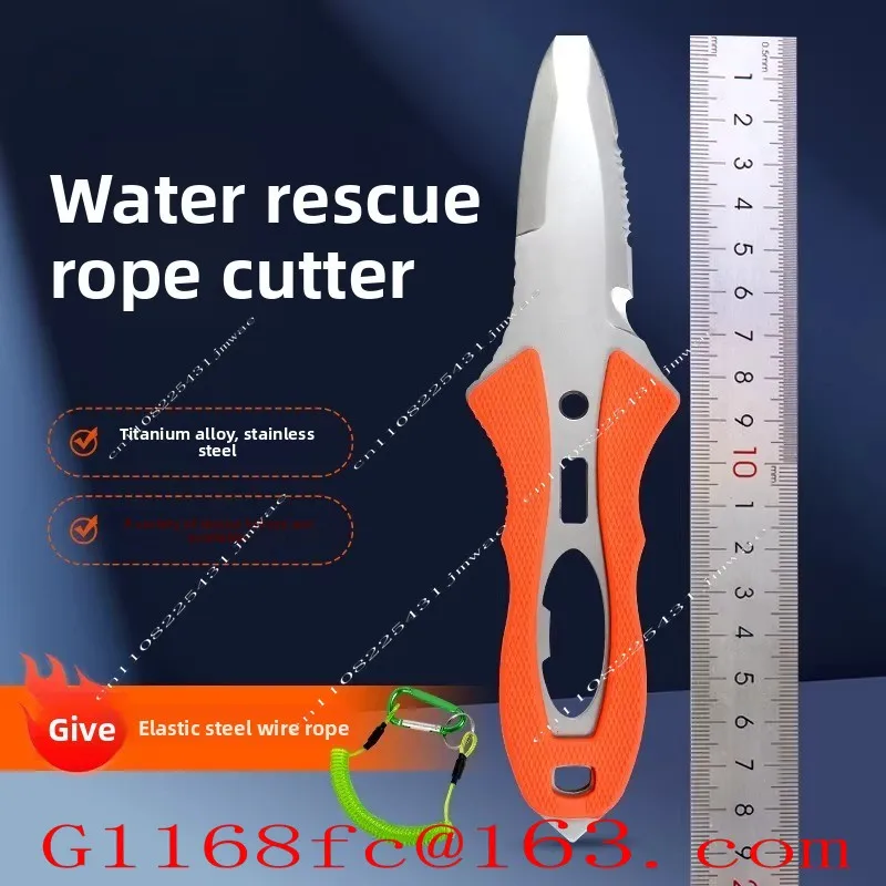 Water Rescue Knife, Outdoor Emergency Rope Cutter, Titanium Coated Multifunctional Life-saving Equipment
