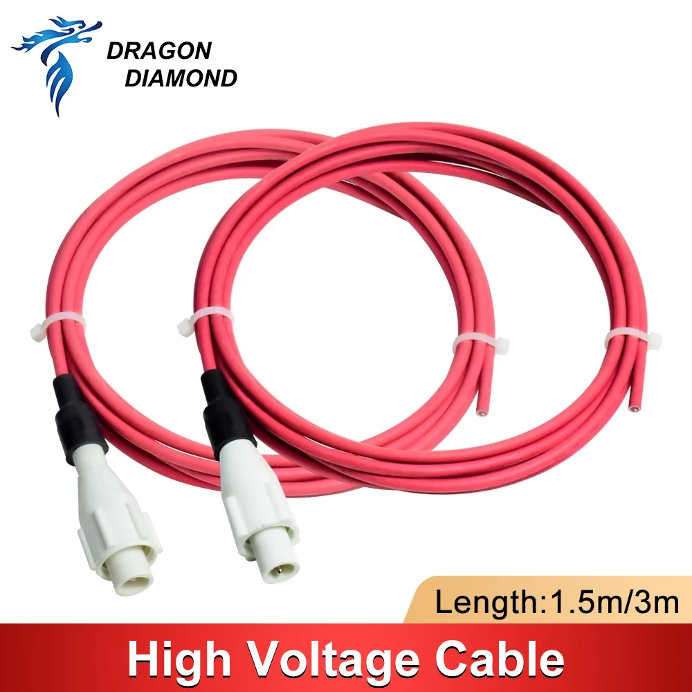 Cable de alto voltaje de 1,5 m y 3m de longitud para máquina de grabado y corte láser MYJG HY Series, fuente de alimentación, tubo láser Co2