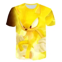 Summer Yellow Sonic Tshirt Kids Clothes Boys Fashion Girls Short Sleeve Anime T-shirt Cartoon Men Women Sonic the Hedgehog Tops