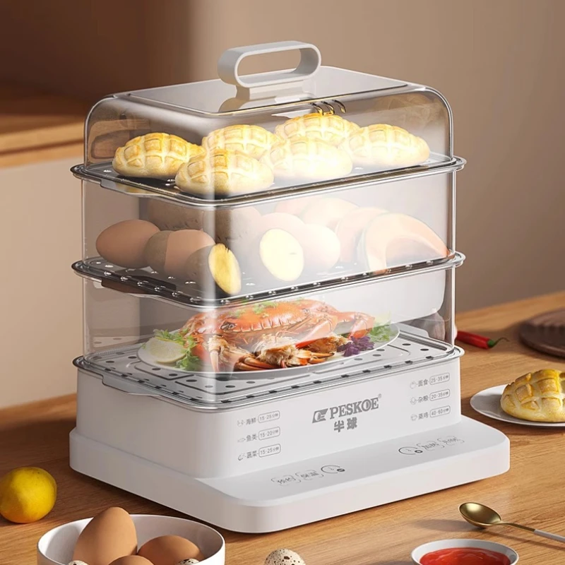 

33L large capacity programmable multi functional household 3 layer electric steamer for steaming boiling stewing steamer pot