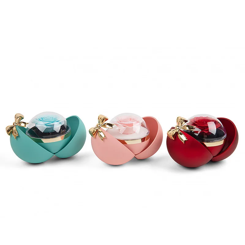 

Шкатулка для драгоценностей с магнитной застежкой, пластиковый бант, сферическая шкатулка для драгоценностей, ожерелье, коробка для колец, романтическая коробка на День святого Валентина, подарки