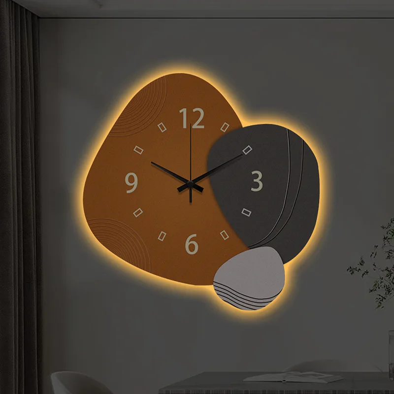 Wall Clock with LED Ambient Light, Powered by USB ,Modern Design, 3D Home Clock for Living Room Decoration, Art Wall Watch