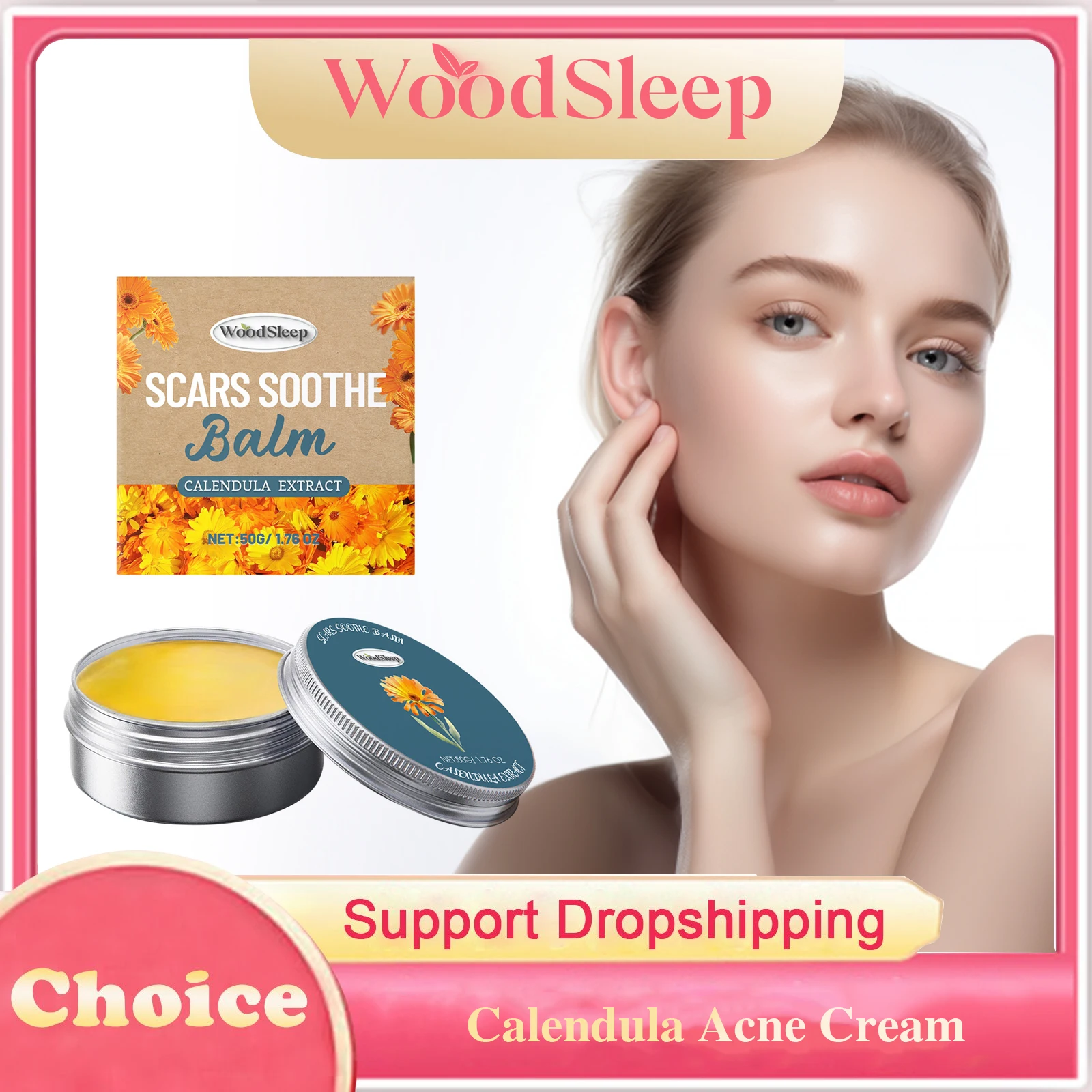 Crema para eliminar el acné y la caléndula, reparación de espinillas, reduce los poros, suavizante, calmante, Control de aceite, crema facial hidratante iluminadora