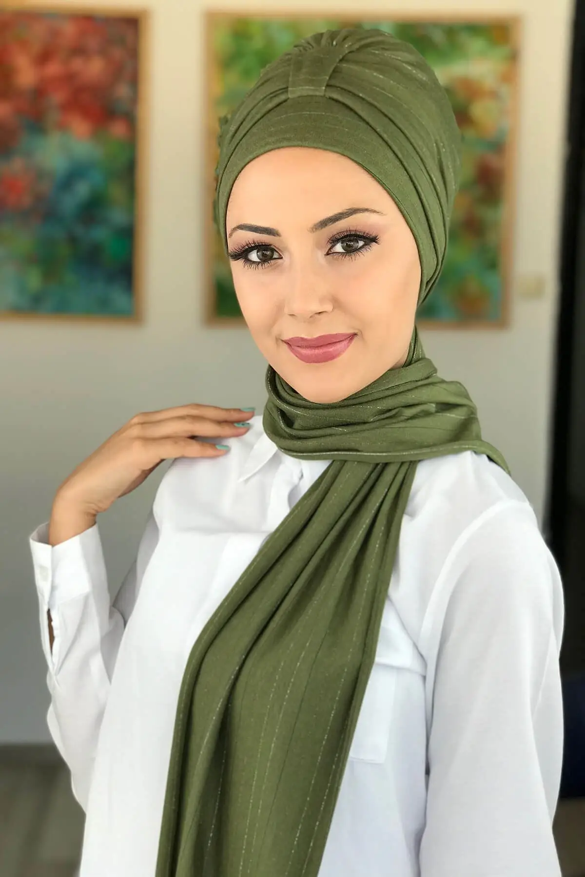 New Fashion 2021 Hijab Turban Lady Hat Seasonal Scarf Hijab Foulard Single Size Green Almond Yeşili Hijab Bathing Cap Shawl