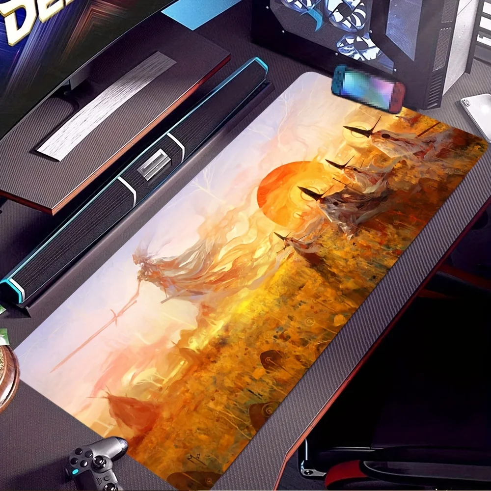 قطعة واحدة من لوحة الماوس الرائعة بنمط حلقة E-Eldens، لوحة مفاتيح كبيرة الحجم مقاس XXL، وسادة طاولة مطاطية عالية الجودة مضادة للانزلاق، عالية الدقة #1