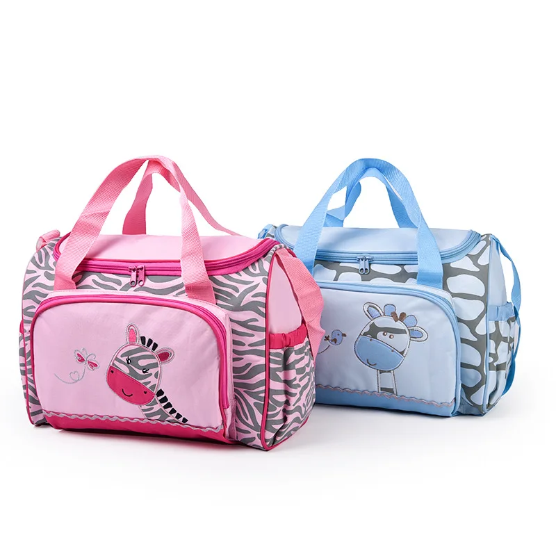 Fashionable cartoon embroidered single shoulder mommy bag with multifunctional and large capacity mother and baby diaper bag