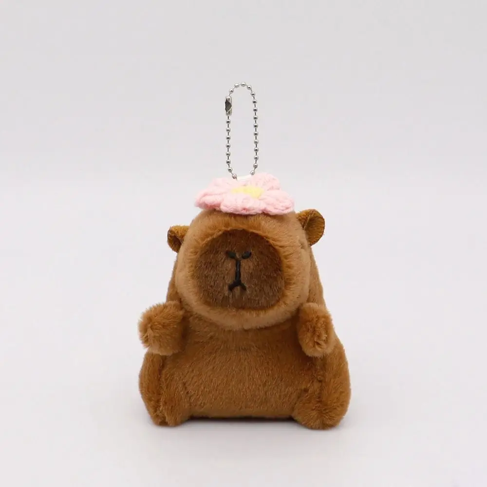 Cute Carton Capybara Toy Keychain Milk Tea Simulation Soft Fluffy Bag Pendant
