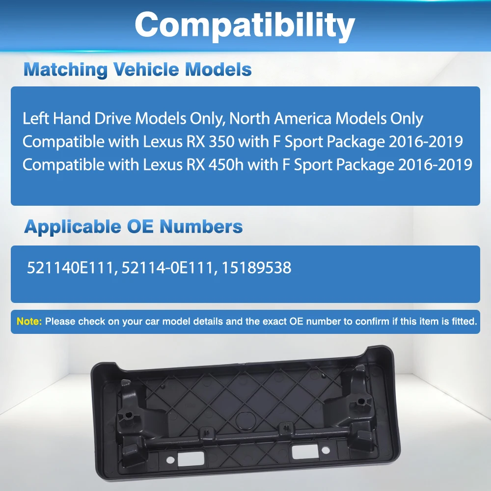 For Lexus RX350 RX450h 2016 2017 2018 2019 US Version Car Front License Plate Bracket Frame 521140E111 52114-0E111 15189538