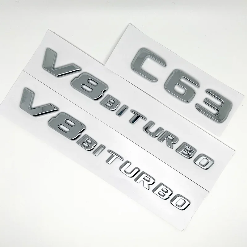 

ABS Chrome C63 Logo V8 BITURBO Badge Car Rear Star Sticker Trunk AMG Emblem For Mercedes Benz C63 AMG W205 C205 Accessories